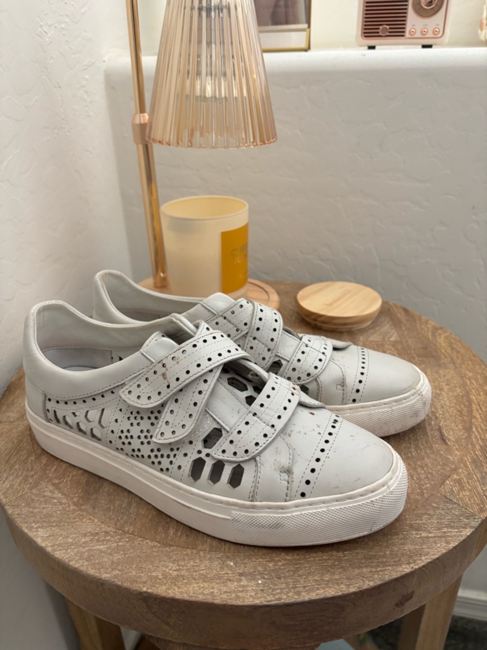 Rachel Zoe Grey Perforated Leather Sneakers